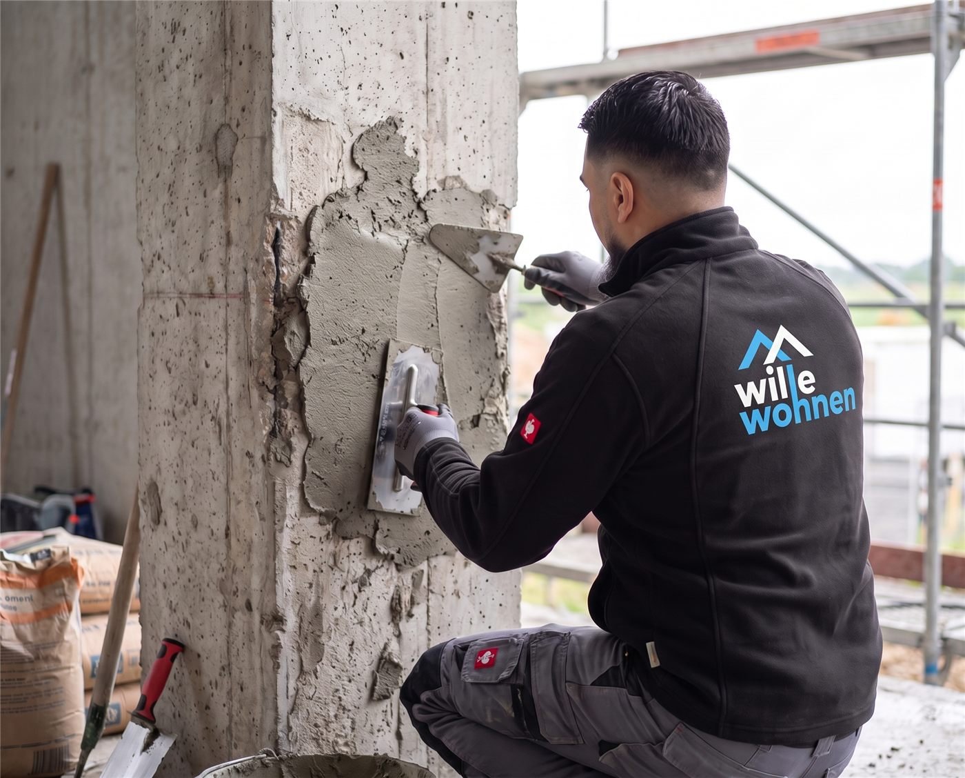 Betonkosmetik – Ausbesserung einer Betonstütze